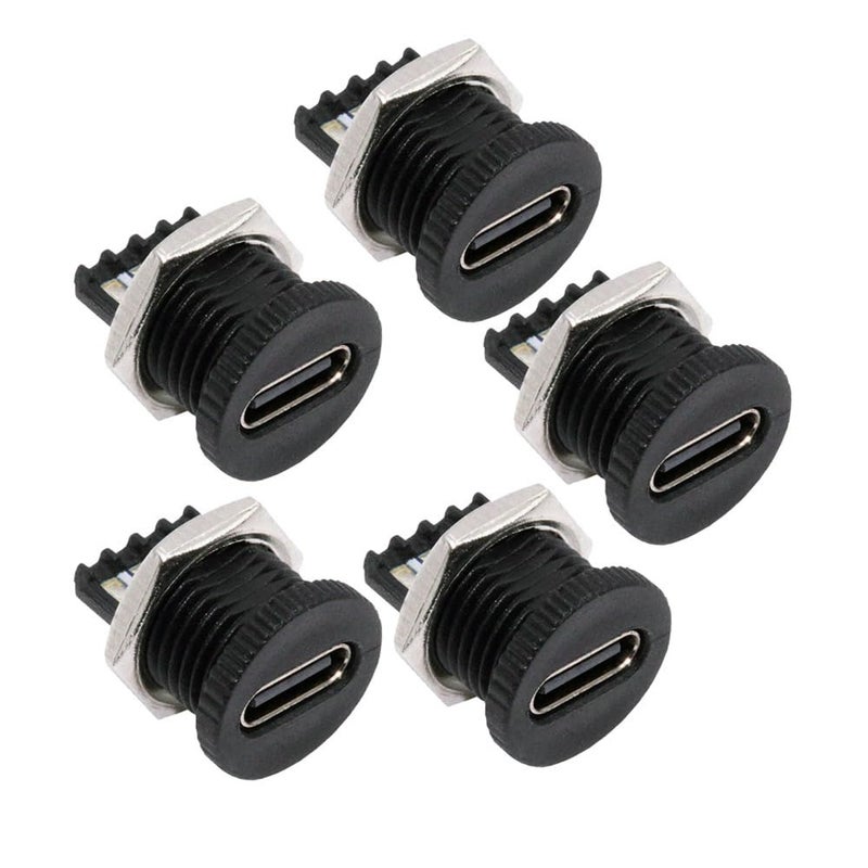 Cablecc 5pcs/Set DC Power 5V/20V DIY OEM Type C Female Socket Connector to 6Pin PCBA Pinout PD IP67（Scew Nut Mount Type） - Image 1
